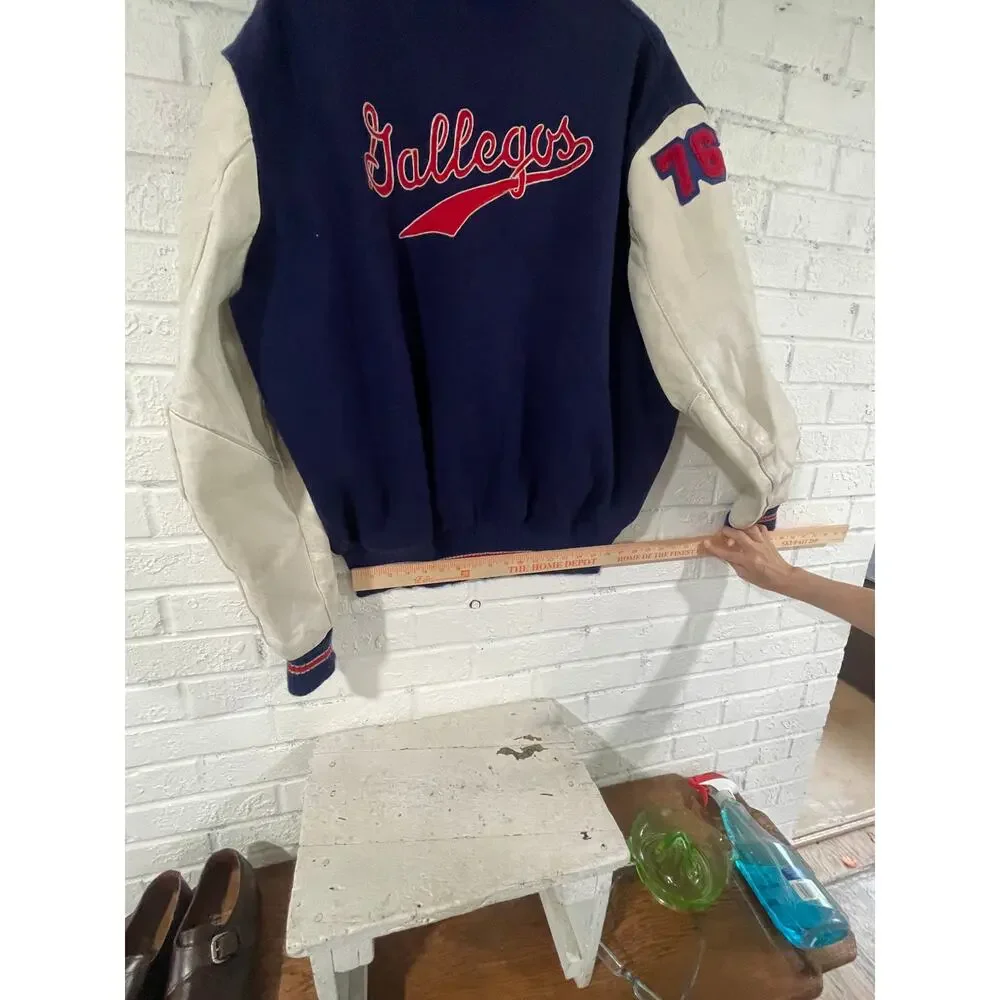 Vintage DeLONG Varsity Letterman Jacket Football Track 52 Long USA Wool Leather